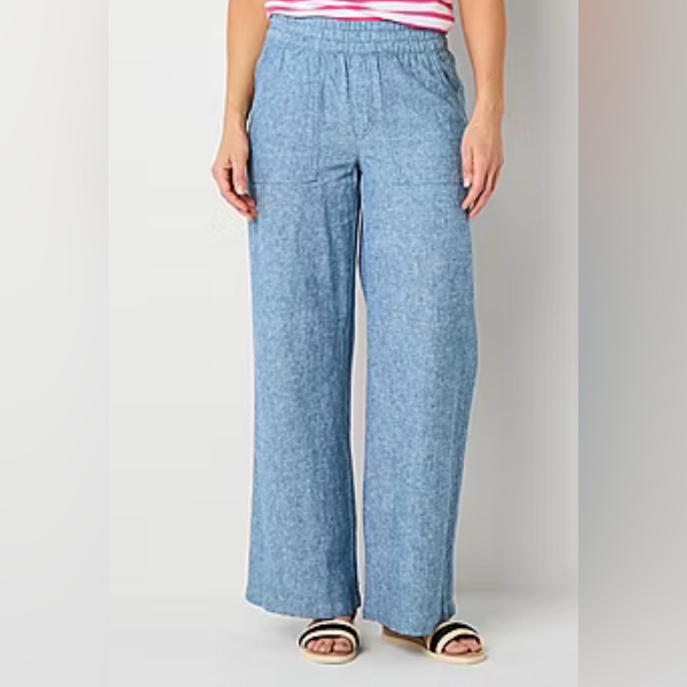 St. John's Bay Light Blue Wide-Leg Pants